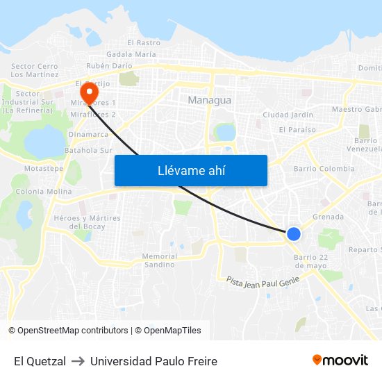 El Quetzal to Universidad Paulo Freire map