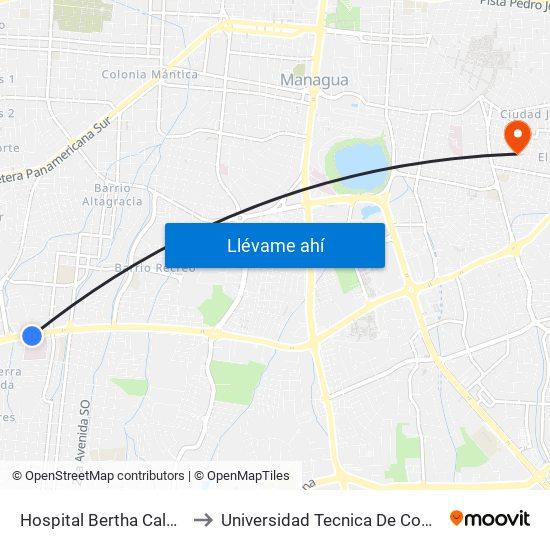 Hospital Bertha Calderón to Universidad Tecnica De Comercio map