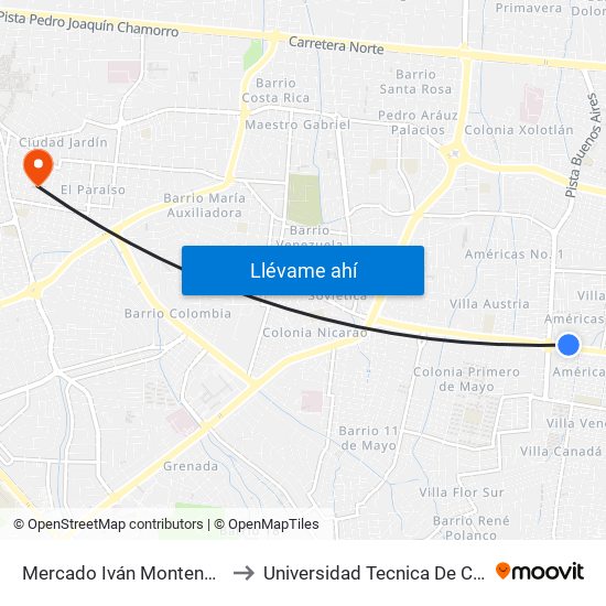 Mercado Iván Montenegro Sur to Universidad Tecnica De Comercio map