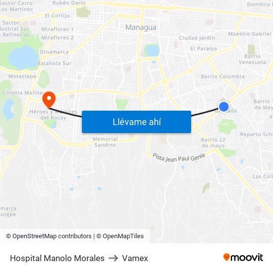 Hospital Manolo Morales to Vamex map