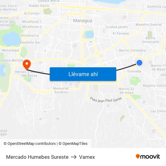 Mercado Humebes Sureste to Vamex map