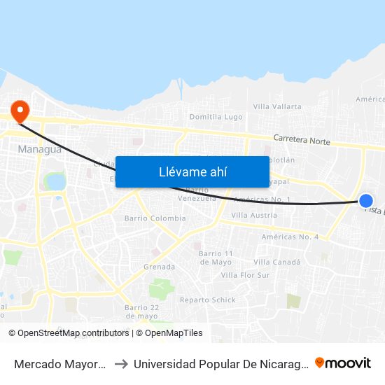 Mercado Mayoreo to Universidad Popular De Nicaragua map