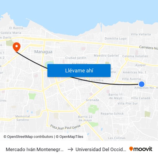 Mercado Iván Montenegro Sur to Universidad Del Occidente map