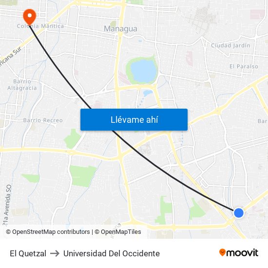 El Quetzal to Universidad Del Occidente map