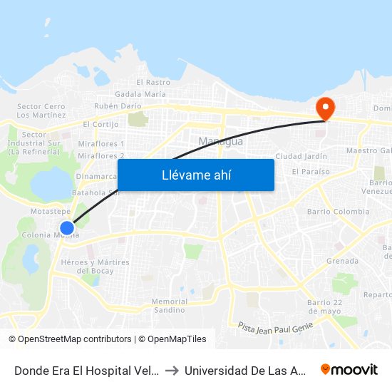 Donde Era El Hospital Velez Paiz to Universidad De Las Américas map