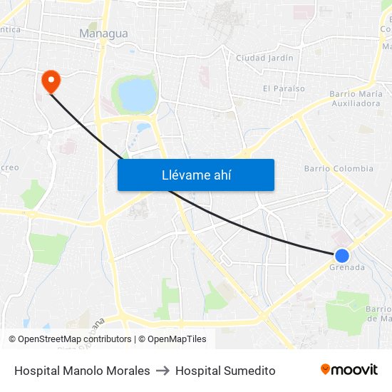 Hospital Manolo Morales to Hospital Sumedito map