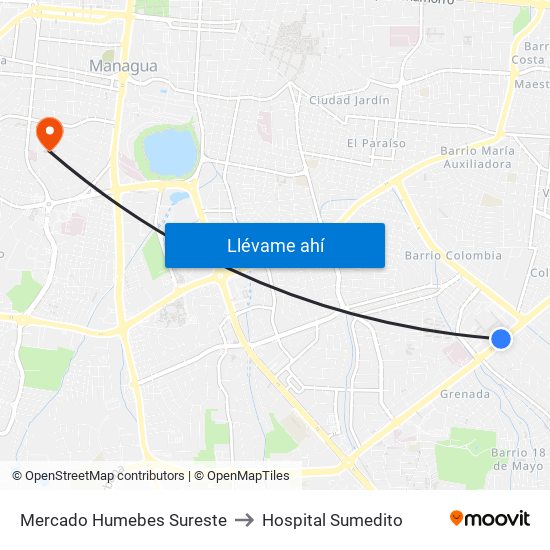 Mercado Humebes Sureste to Hospital Sumedito map