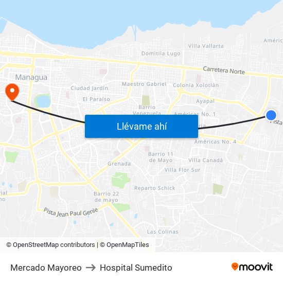 Mercado Mayoreo to Hospital Sumedito map