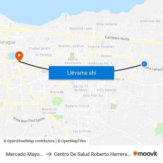 Mercado Mayoreo to Centro De Salud Roberto Herrera Rios map
