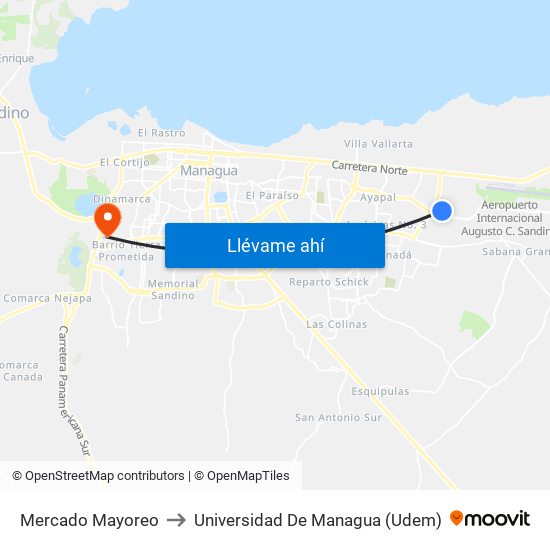 Mercado Mayoreo to Universidad De Managua (Udem) map