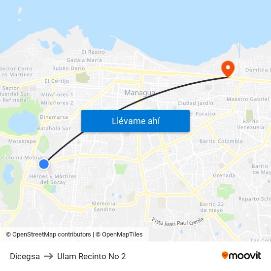 Dicegsa to Ulam Recinto No 2 map