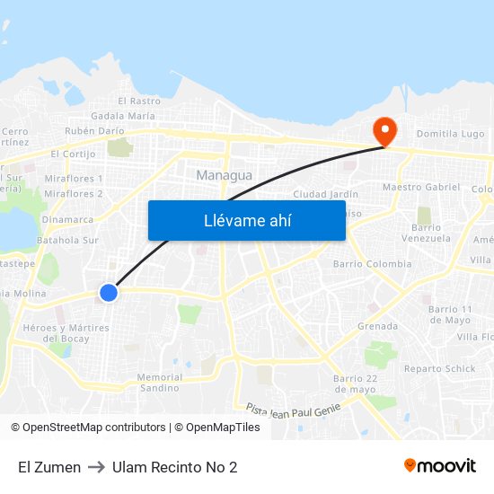 El Zumen to Ulam Recinto No 2 map