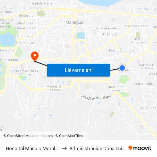 Hospital Manolo Morales to Administración Doña Luisa map