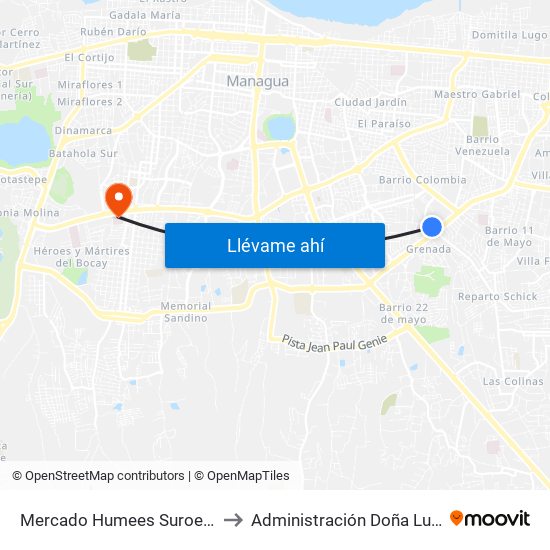 Mercado Humees Suroeste to Administración Doña Luisa map