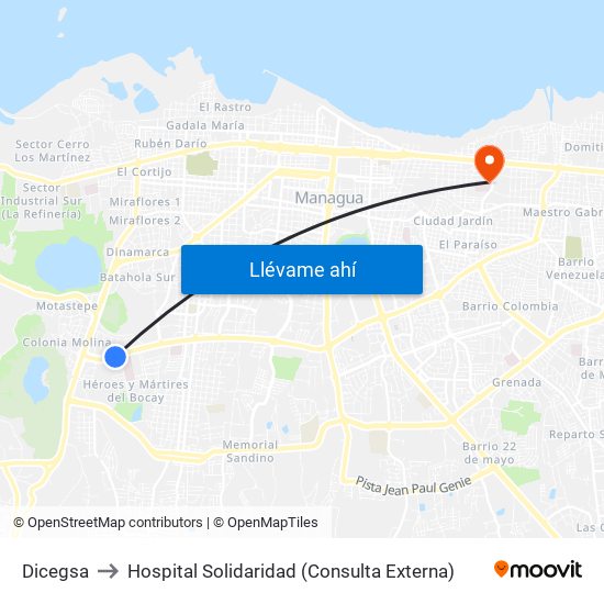 Dicegsa to Hospital Solidaridad (Consulta Externa) map