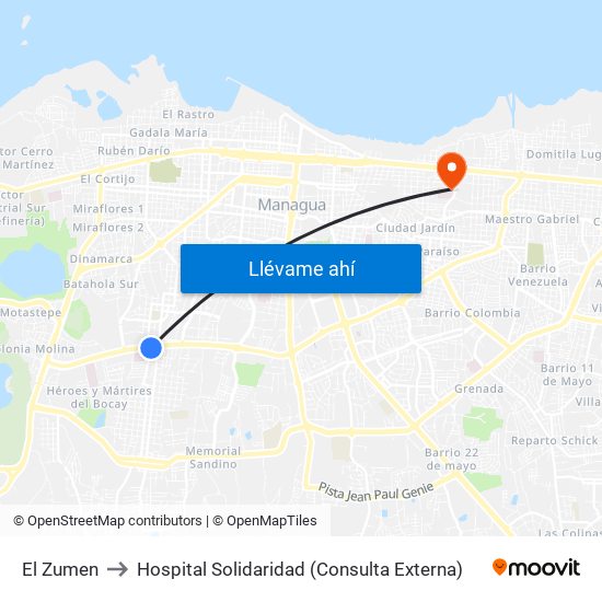 El Zumen to Hospital Solidaridad (Consulta Externa) map