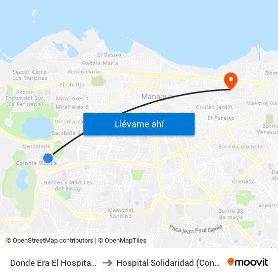 Donde Era El Hospital Velez Paiz to Hospital Solidaridad (Consulta Externa) map