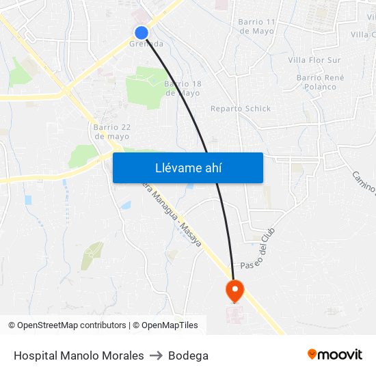 Hospital Manolo Morales to Bodega map