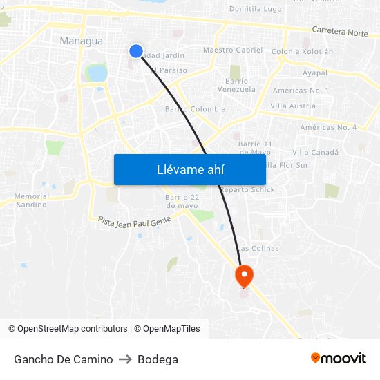 Gancho De Camino to Bodega map