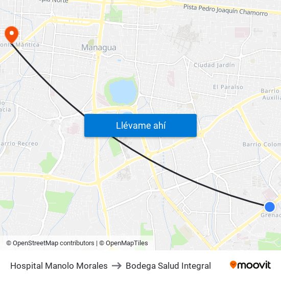 Hospital Manolo Morales to Bodega Salud Integral map