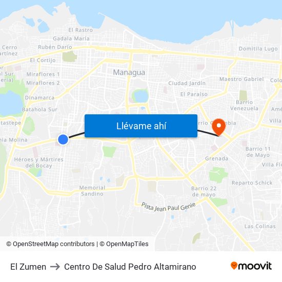 El Zumen to Centro De Salud Pedro Altamirano map