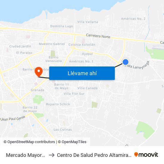 Mercado Mayoreo to Centro De Salud Pedro Altamirano map