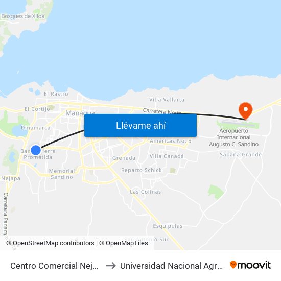 Centro Comercial Nejapa to Universidad Nacional Agraria map