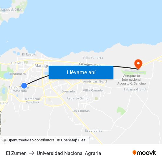 El Zumen to Universidad Nacional Agraria map