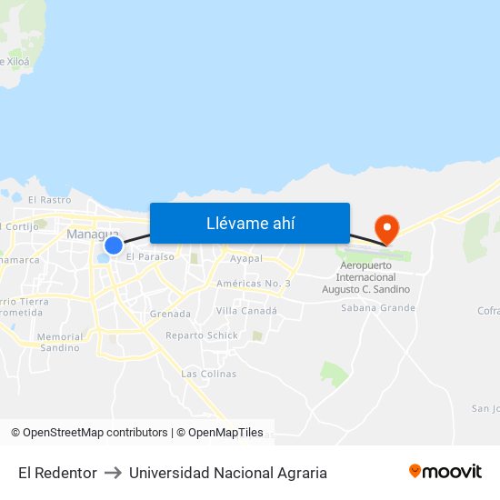 El Redentor to Universidad Nacional Agraria map
