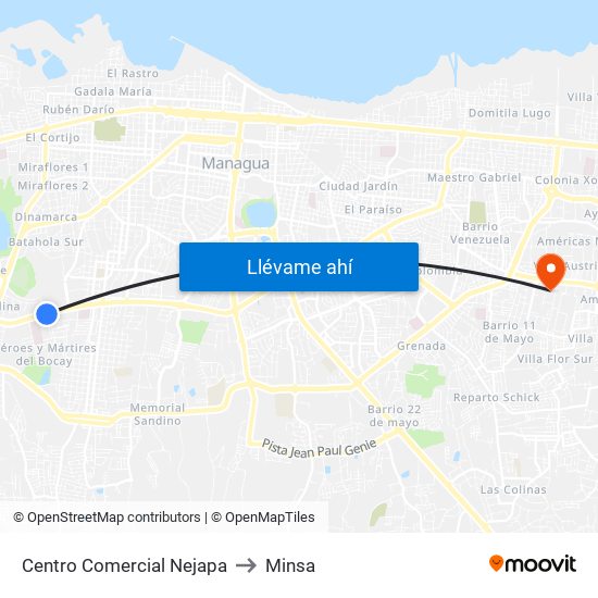 Centro Comercial Nejapa to Minsa map