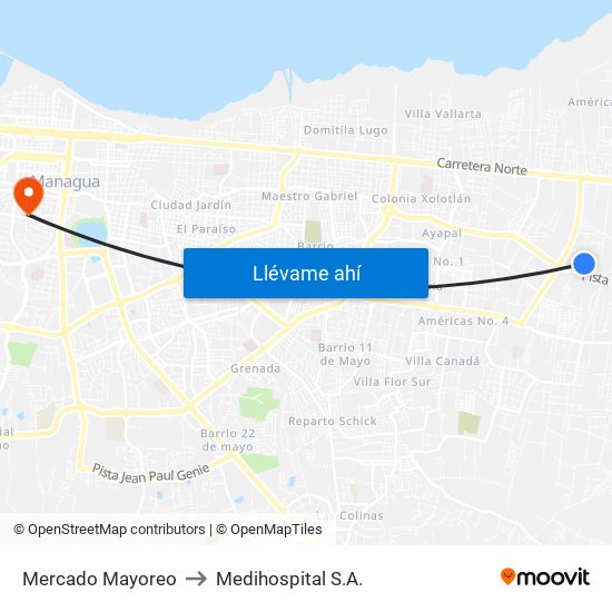 Mercado Mayoreo to Medihospital S.A. map