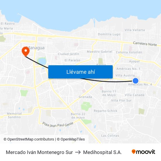 Mercado Iván Montenegro Sur to Medihospital S.A. map