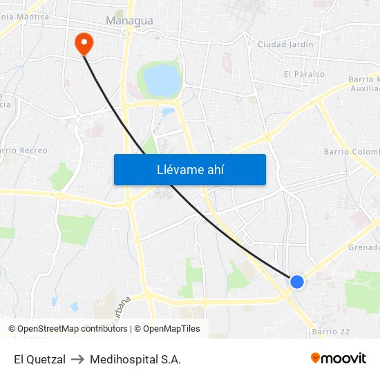 El Quetzal to Medihospital S.A. map