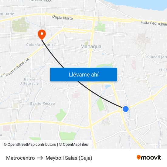 Metrocentro to Meyboll Salas (Caja) map