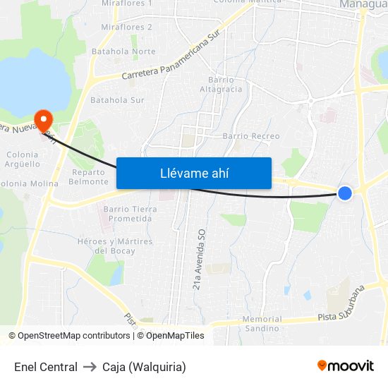 Enel Central to Caja (Walquiria) map