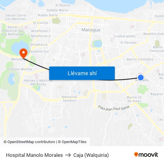 Hospital Manolo Morales to Caja (Walquiria) map