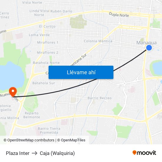 Plaza Inter to Caja (Walquiria) map