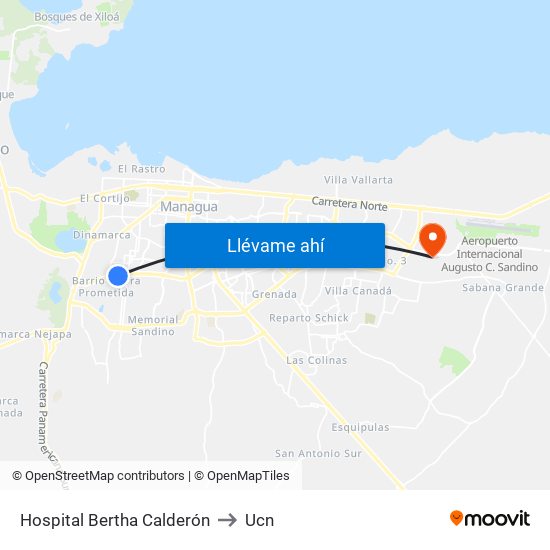 Hospital Bertha Calderón to Ucn map