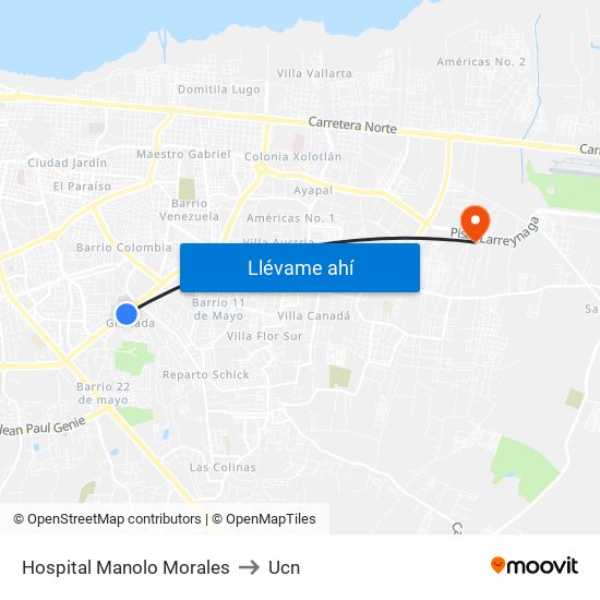 Hospital Manolo Morales to Ucn map