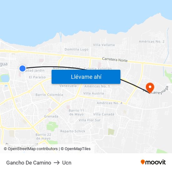 Gancho De Camino to Ucn map
