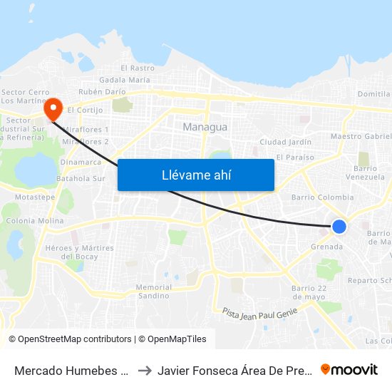 Mercado Humebes Sureste to Javier Fonseca Área De Presupuesto map
