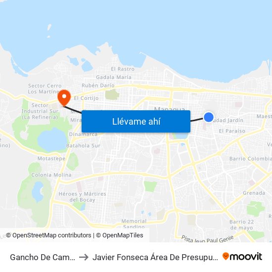 Gancho De Camino to Javier Fonseca Área De Presupuesto map