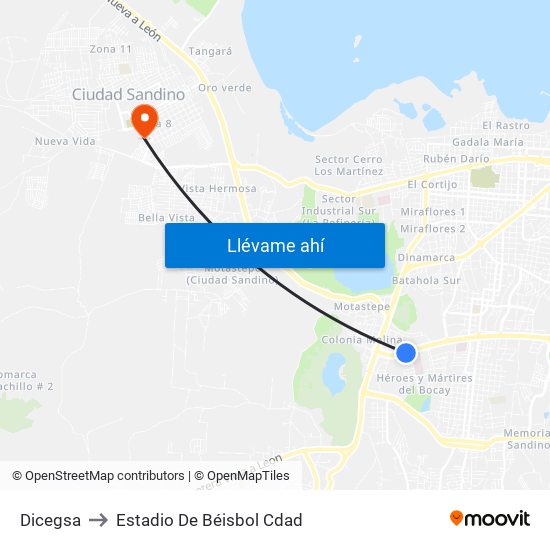 Dicegsa to Estadio De Béisbol Cdad map