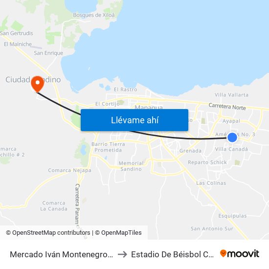 Mercado Iván Montenegro Sur to Estadio De Béisbol Cdad map