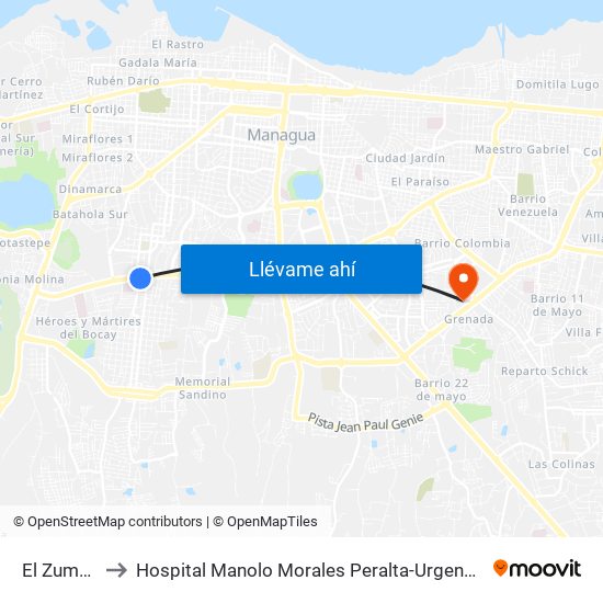 El Zumen to Hospital Manolo Morales Peralta-Urgencia map