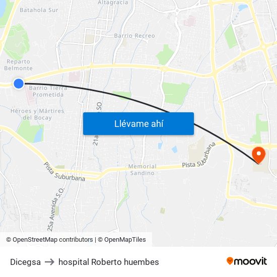 Dicegsa to hospital Roberto huembes map