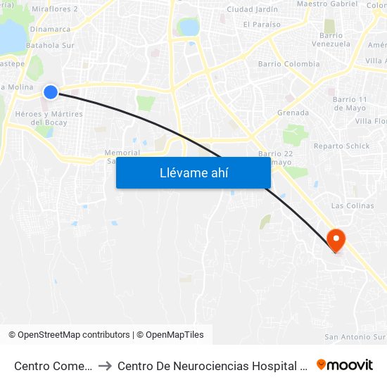 Centro Comercial Nejapa to Centro De Neurociencias Hospital Metropolitano Vivian Pellas map