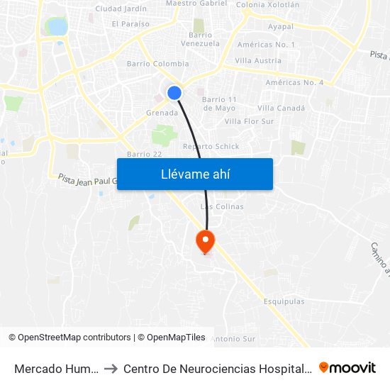 Mercado Humebes Sureste to Centro De Neurociencias Hospital Metropolitano Vivian Pellas map