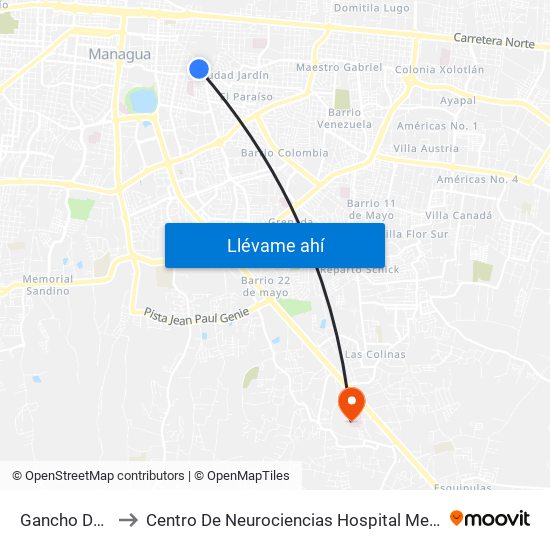 Gancho De Camino to Centro De Neurociencias Hospital Metropolitano Vivian Pellas map