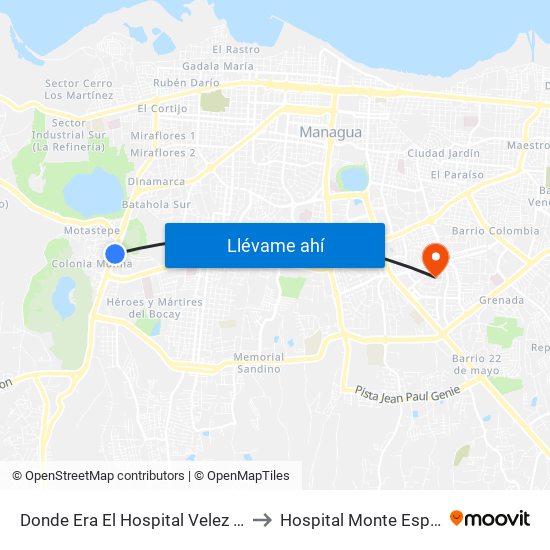 Donde Era El Hospital Velez Paiz to Hospital Monte España map